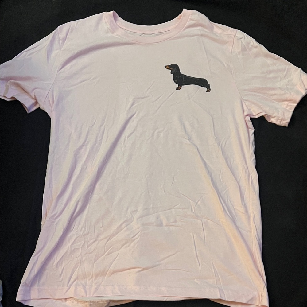 Pink graphic of Weiner Dog T-Shirt